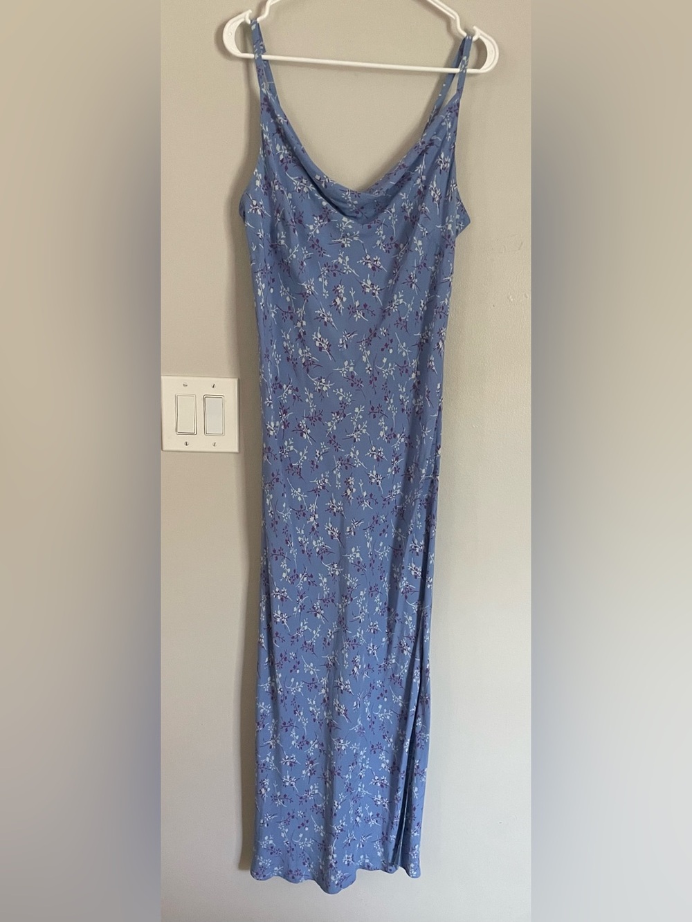 Vintage 2002 Gap Periwinkle Floral Bias Cut Slip Maxi Dress Cowl Neck Sz 10 Y2K - Picture 7 of 8